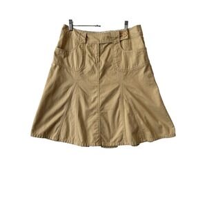 GH Bass & Co Khaki A Line Cotton Skirt Women's 8 Preppy 90s Safari Utility Chic‎